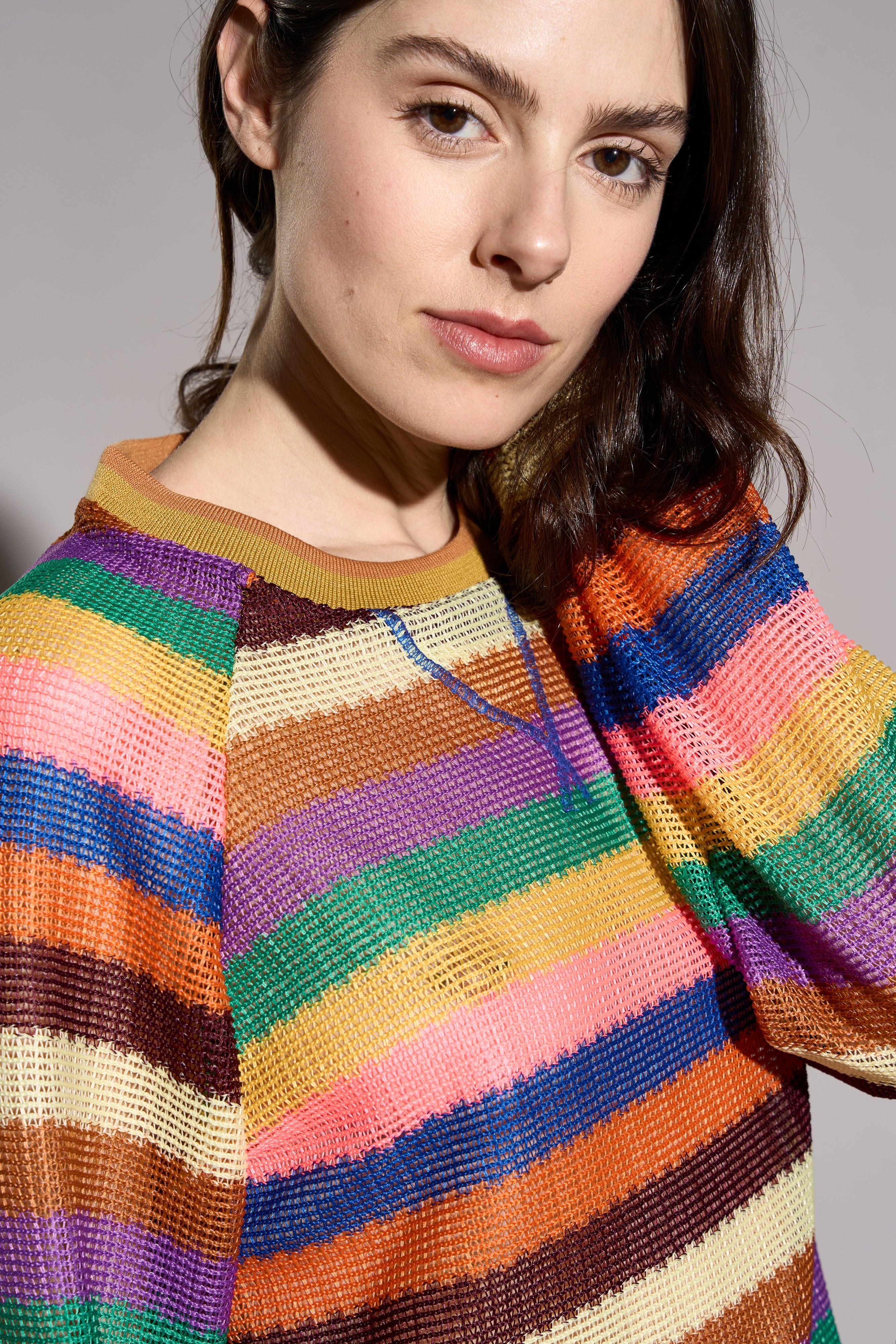 SHEWIN Felpa Donna Righe Bianche E Nere - Top Casual Con Blocchi Di Colore