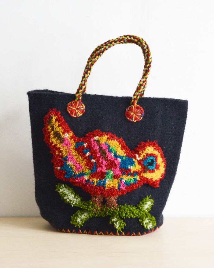 Borsa piccola in lana annodata nera con uccellino Natalie Lete Po! Paris - FW 25/26 | M11 Shop