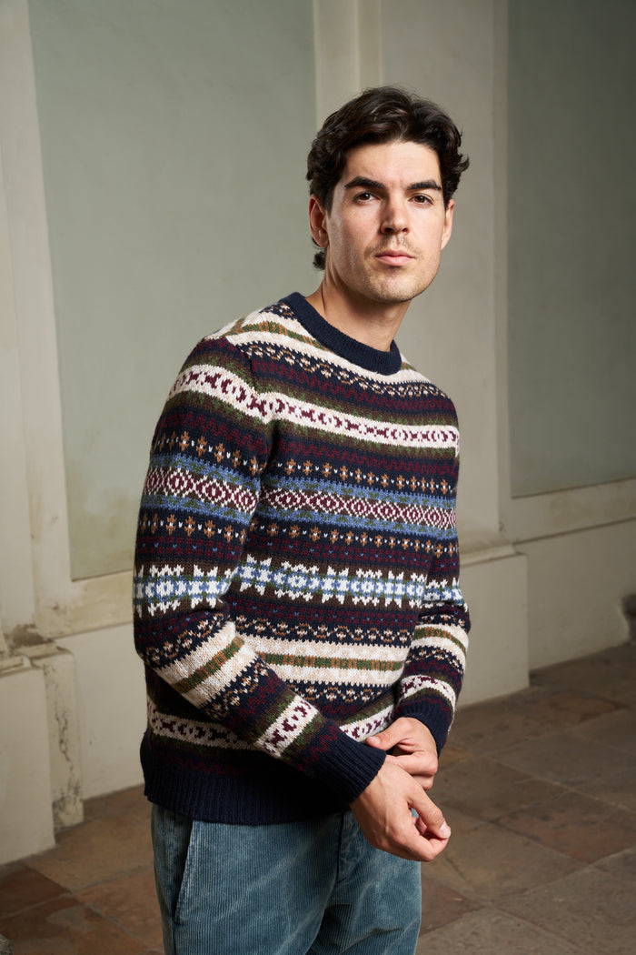Jacquard In The Box Crew Neck Sweater - Men's Clothing | M11 Shop