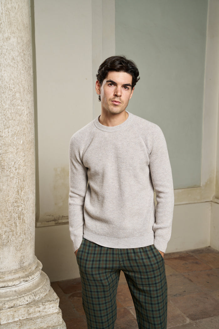 Maglia girocollo a coste lana Masq - Maglieria Uomo | M11 Shop