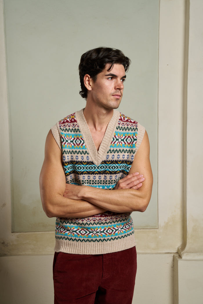 In The Box Jacquard Pattern Knit Vest - Men's Clothing | M11 Shop