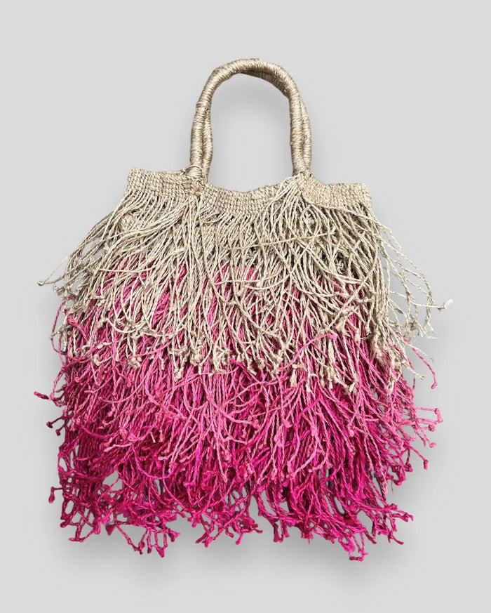 Borsa macrame in juta con frange multicolore Maison Bengal - Accessori | M11 Shop
