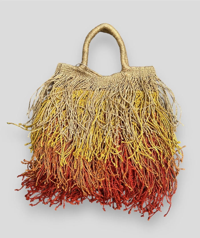 Borsa macrame in juta con frange multicolore Maison Bengal - Accessori | M11 Shop