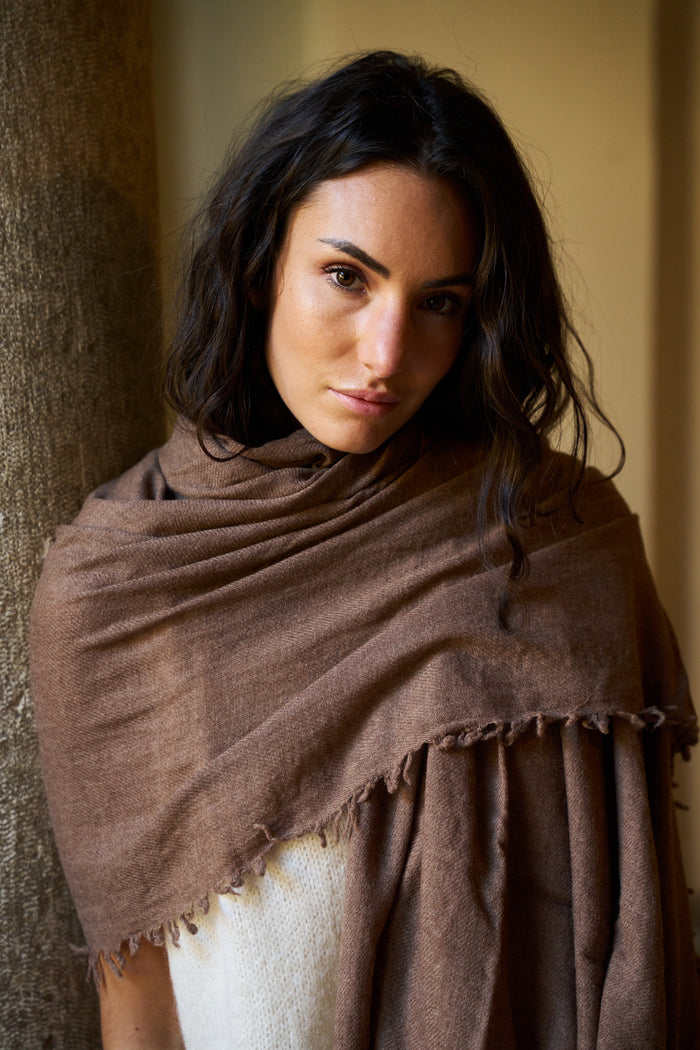 Sciarpa con frange in lana e cashmire Palme - Palme | M11 Shop