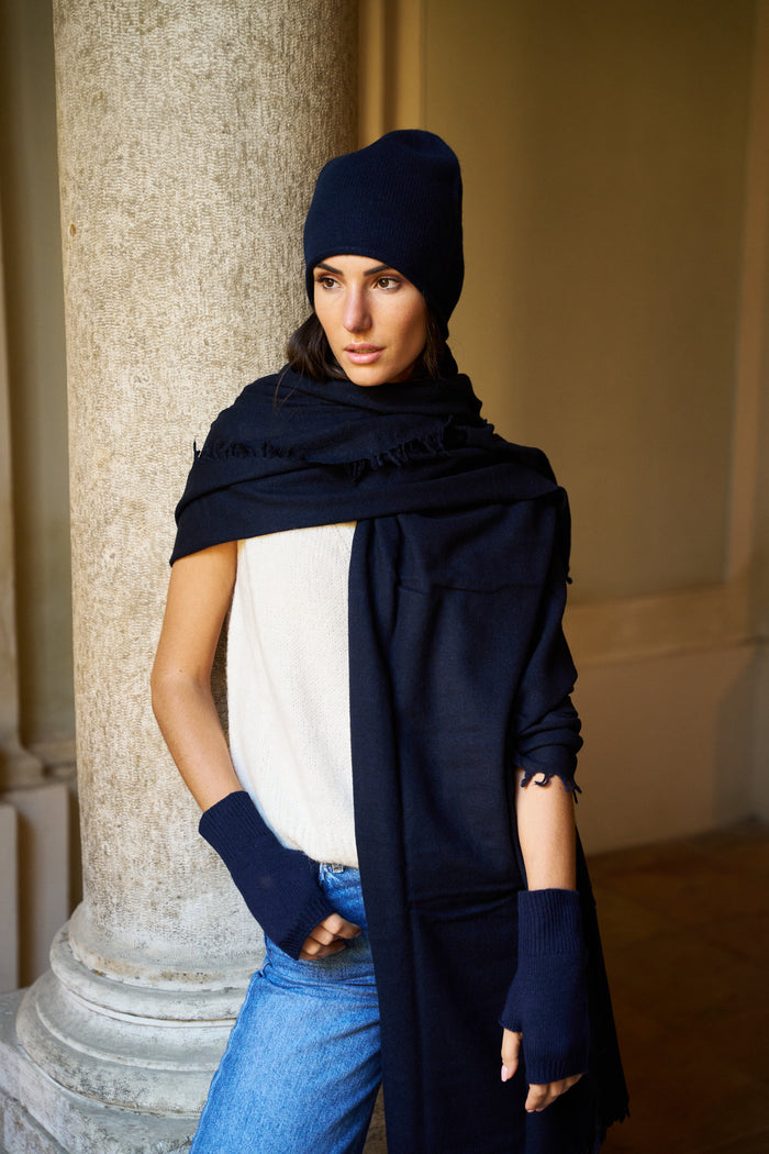 Sciarpa con frange in lana e cashmire Palme - Scarves | M11 Shop