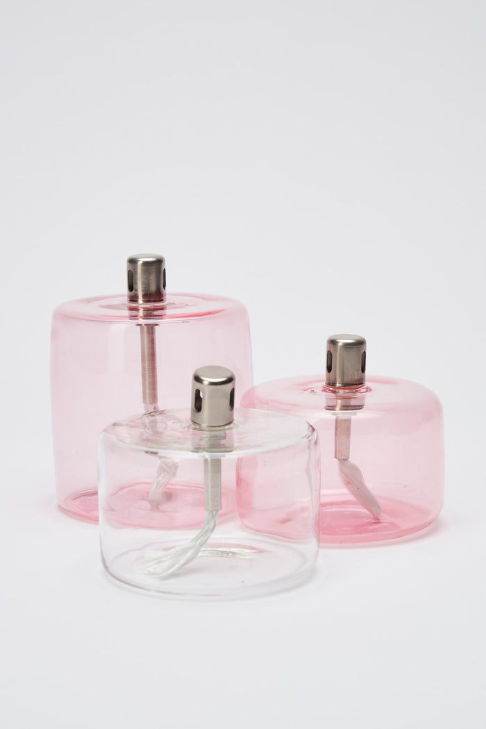 Lampada ad oilio cilindro in vetro trasparente rosa chiarao S Bazar de Luxe - Candele e Diffusori | M11 Shop