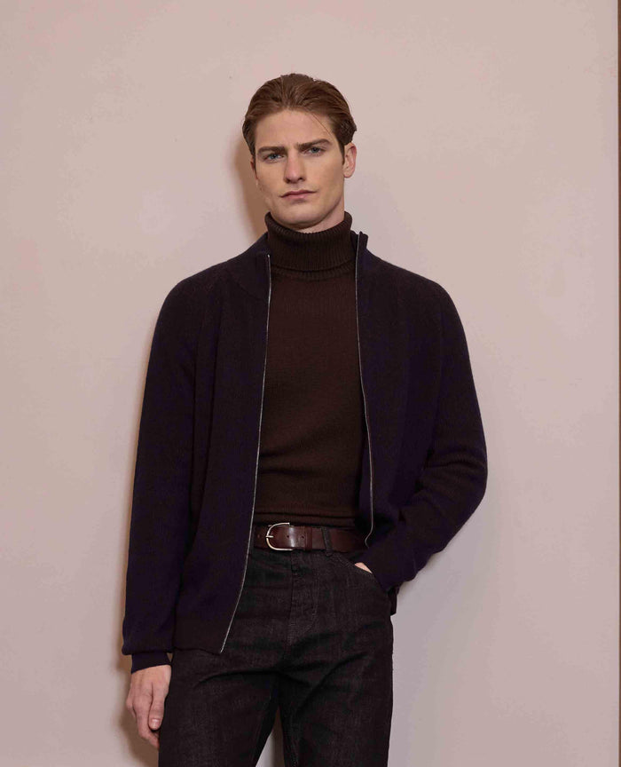 Maglia a coste con zip 100% lana Masq - Maglieria Uomo | M11 Shop