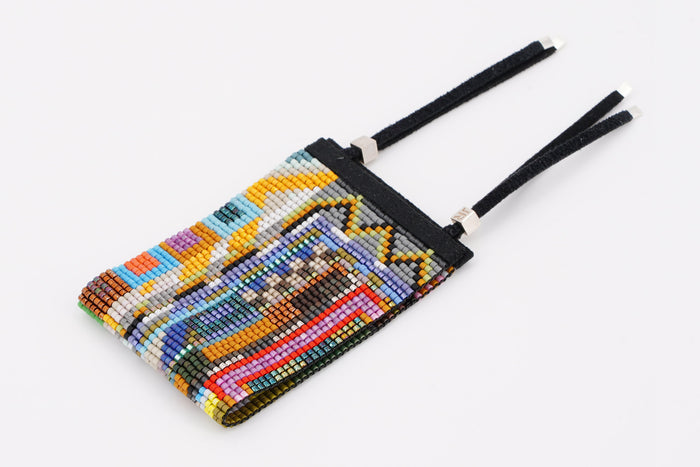 Bracciale con perline di vetro intrecciato a mano larghezza 1 7/8" Julie Rofman - Gioielli | M11 Shop