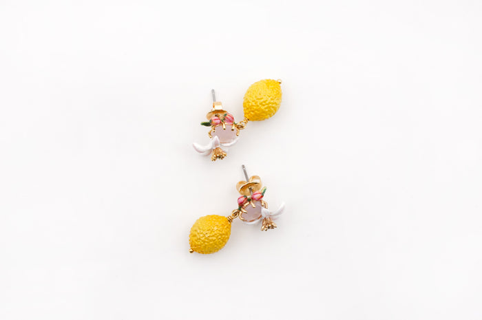 Orecchini con limone e fiore e vetro sfaccettato Mignon Citron Les Nereides - Gioielli | M11 Shop