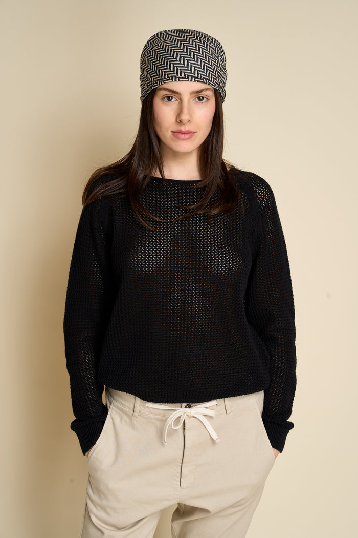 Pullover da donna lavorato punto uncinetto 100% cotone organico Merz b. Schwanen | M11 Shop