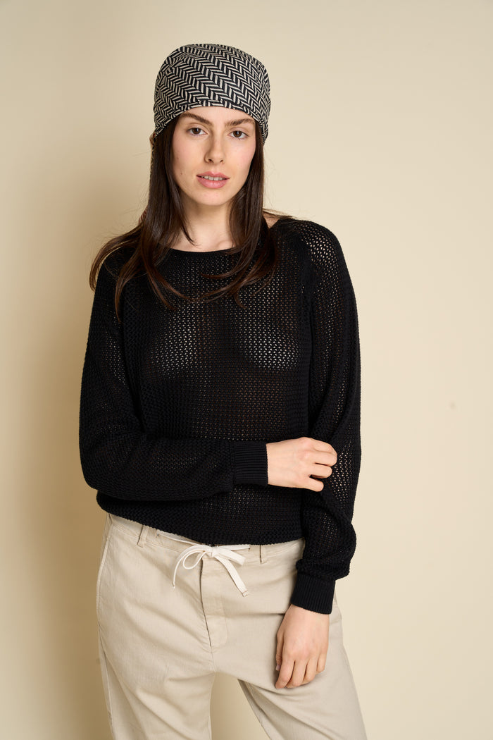 Pullover da donna lavorato punto uncinetto 100% cotone organico Merz b. Schwanen | M11 Shop