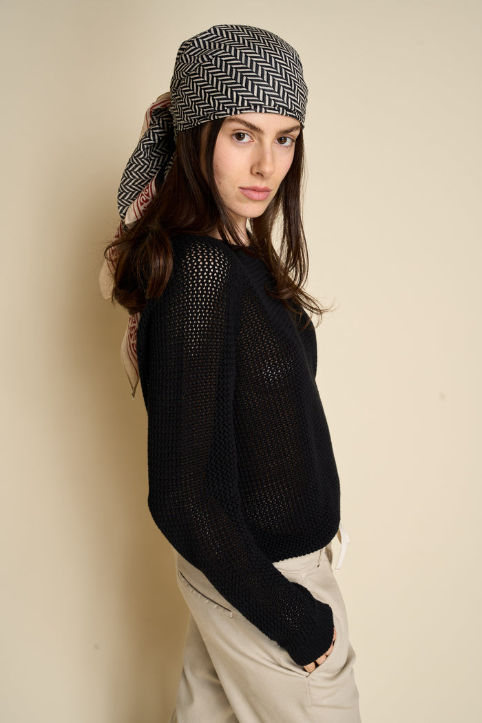 Pullover da donna lavorato punto uncinetto 100% cotone organico Merz b. Schwanen | M11 Shop