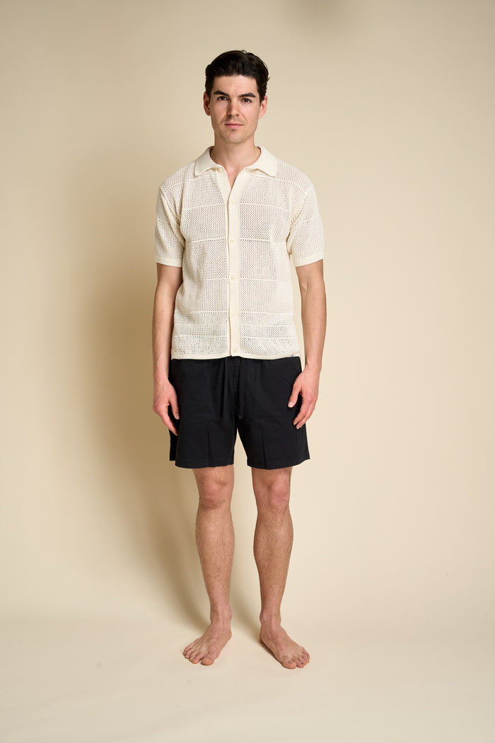 Merz b. short-sleeved knitted shirt Schwanen | M11 Shop