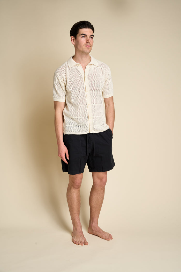 Merz b. short-sleeved knitted shirt Schwanen | M11 Shop