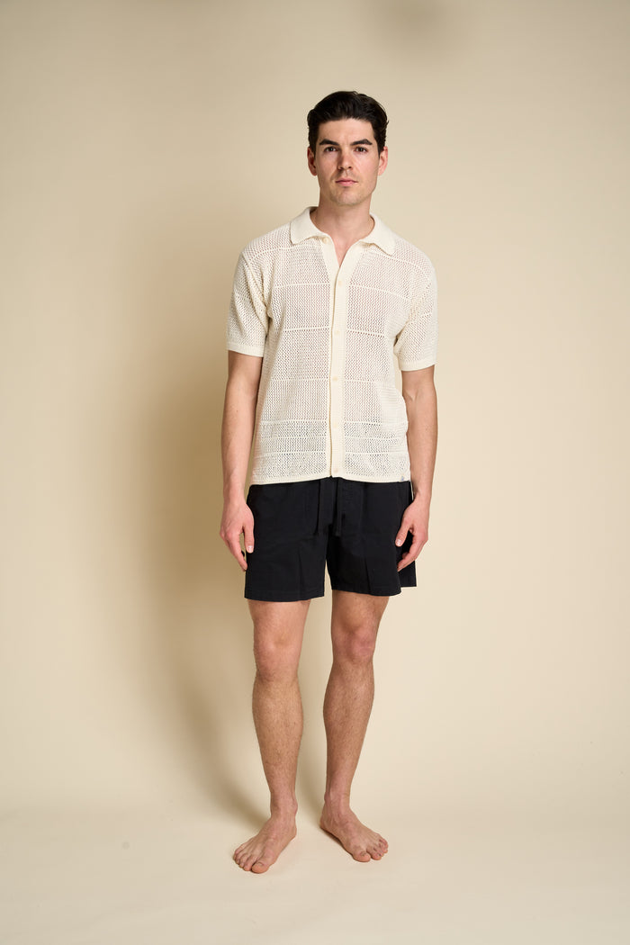 Merz b. short-sleeved knitted shirt Schwanen | M11 Shop