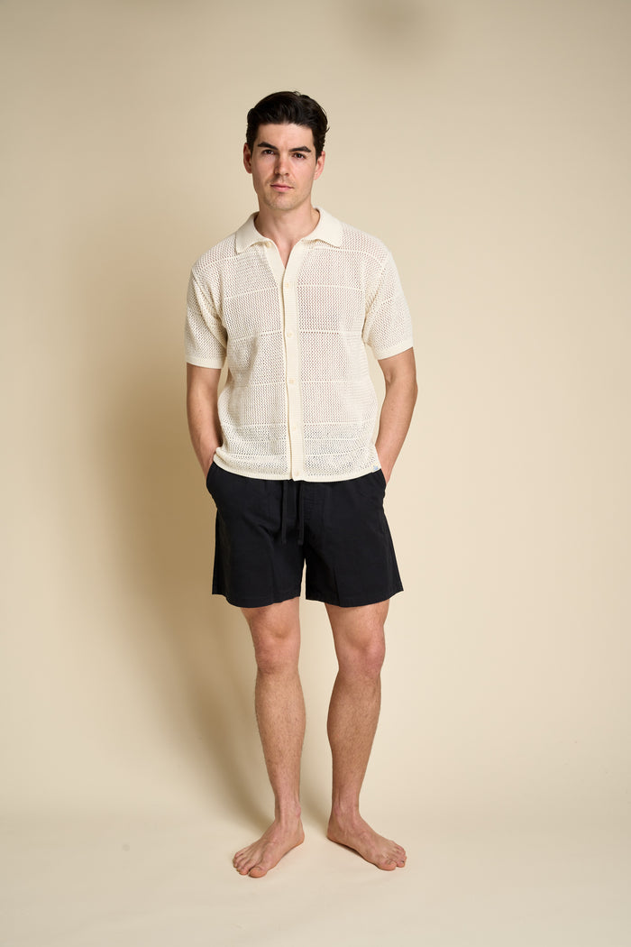 Merz b. short-sleeved knitted shirt Schwanen | M11 Shop