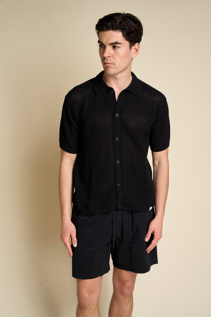 Merz b. short-sleeved knitted shirt Schwanen | M11 Shop