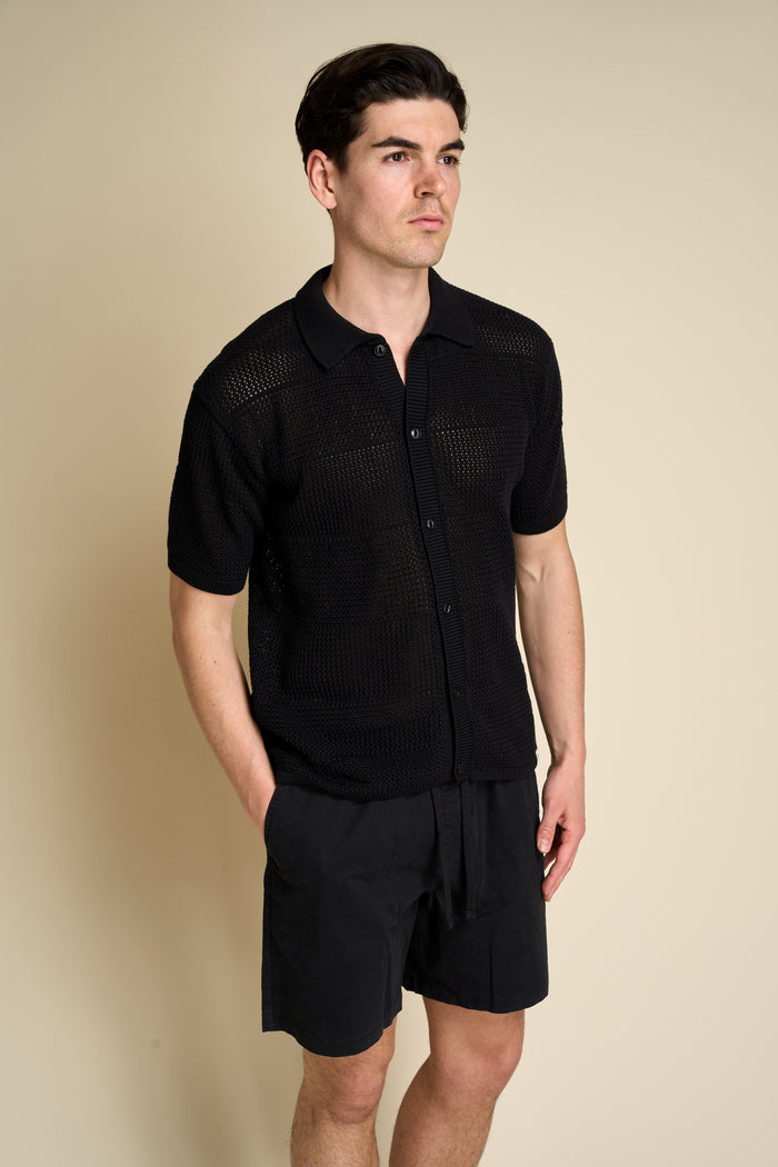 Merz b. short-sleeved knitted shirt Schwanen | M11 Shop