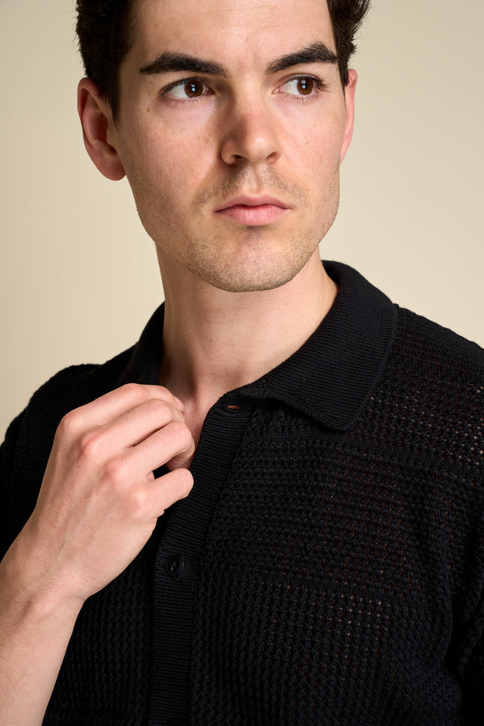 Merz b. short-sleeved knitted shirt Schwanen | M11 Shop