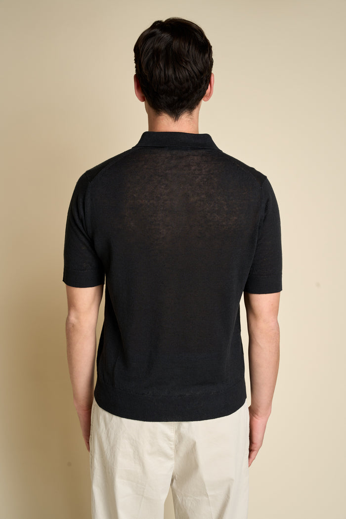 Short sleeve polo with buttons 100% linen Masq | M11 Shop