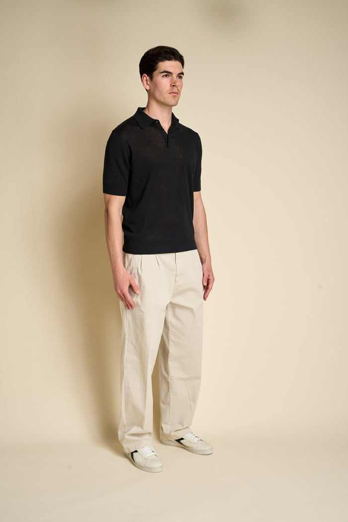 Short sleeve polo with buttons 100% linen Masq | M11 Shop