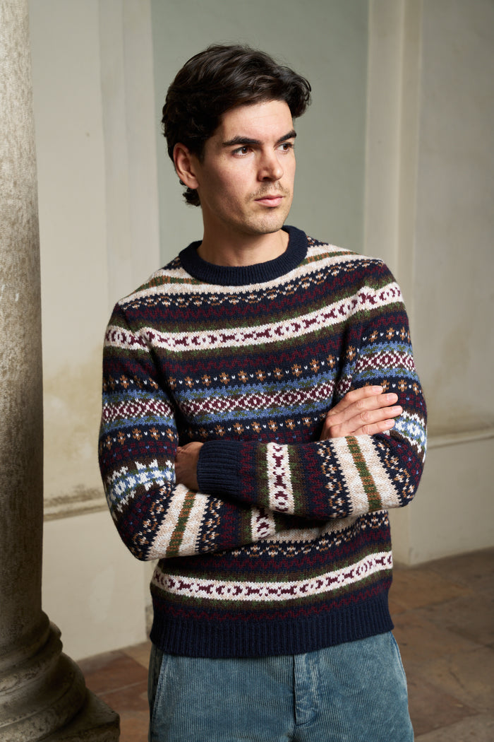 Jacquard In The Box Crew Neck Sweater | M11 Shop