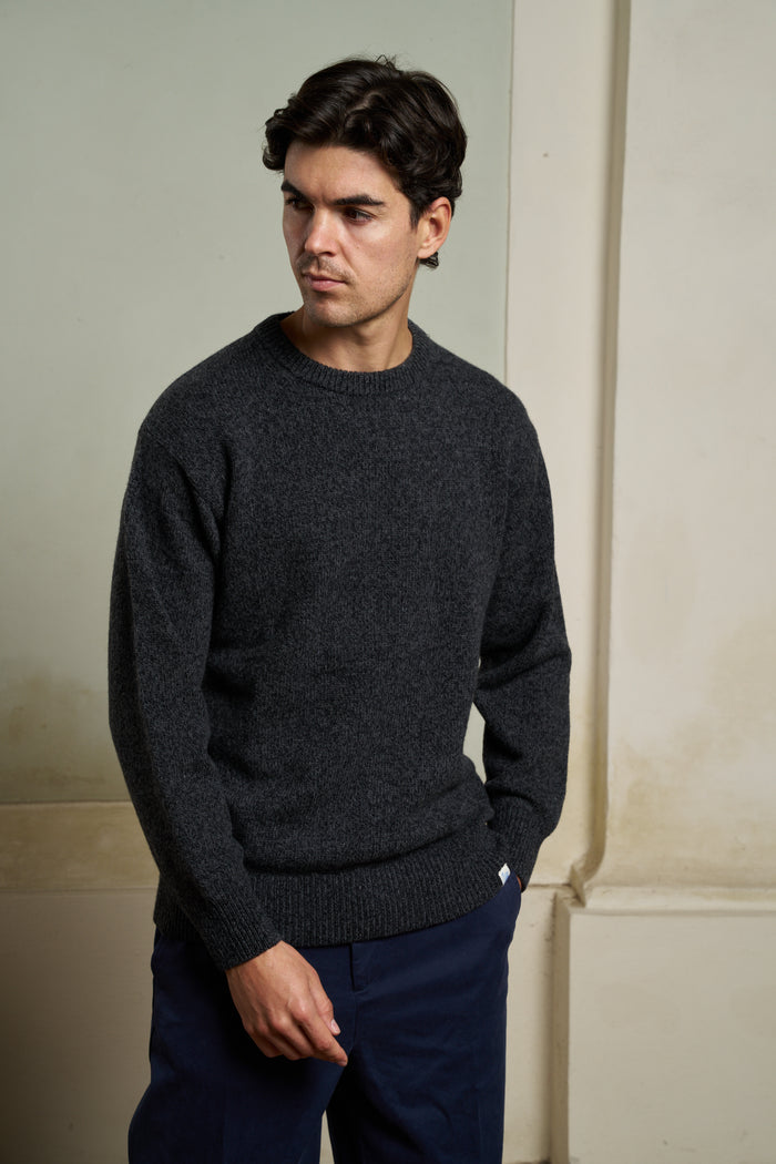 Maglione girocollo da uomo misto lana merino e cashmere Merz b. Schwanen | M11 Shop