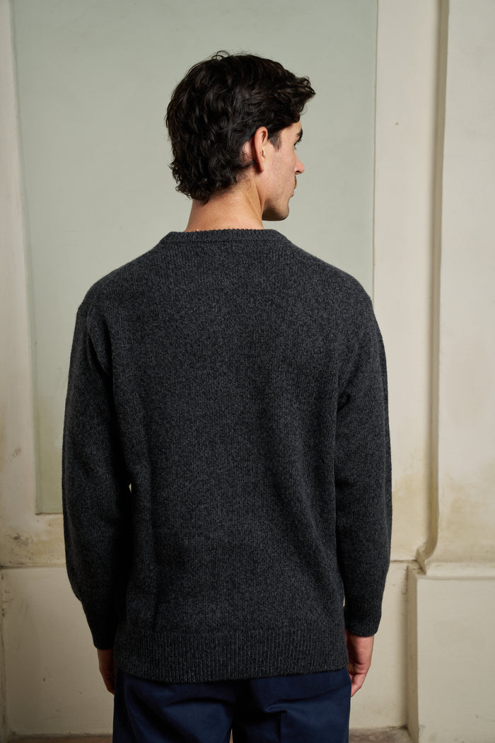 Maglione girocollo da uomo misto lana merino e cashmere Merz b. Schwanen | M11 Shop