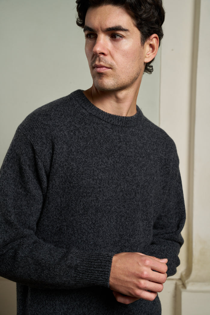 Maglione girocollo da uomo misto lana merino e cashmere Merz b. Schwanen | M11 Shop