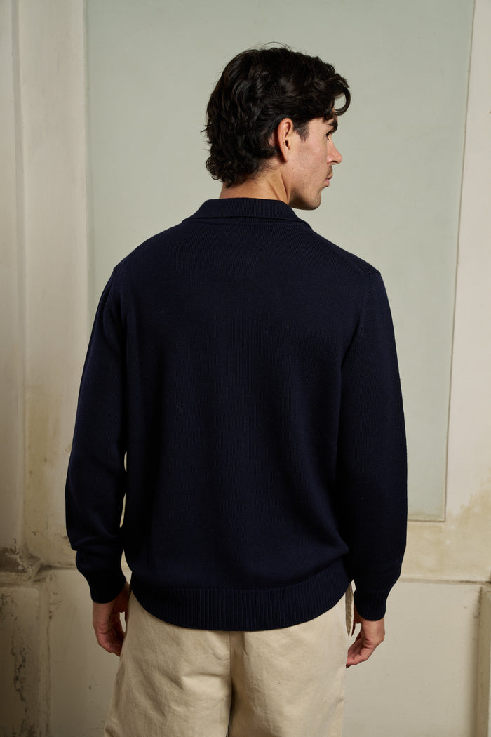 Cardigan con collo a polo 100% lana merino Masq | M11 Shop