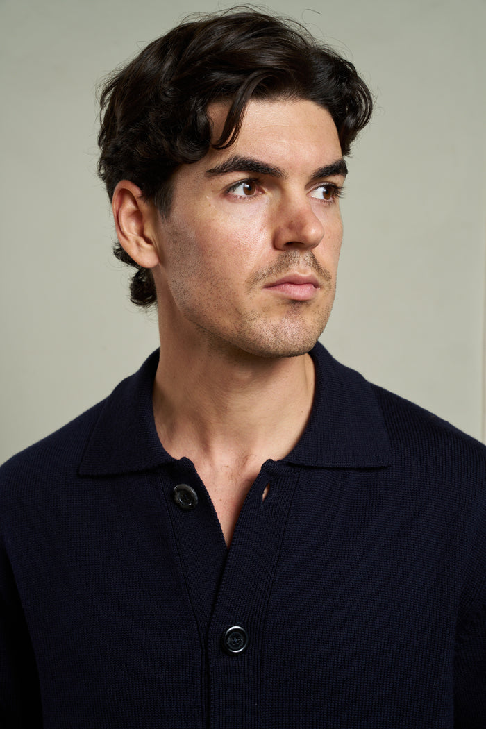 Cardigan con collo a polo 100% lana merino Masq | M11 Shop