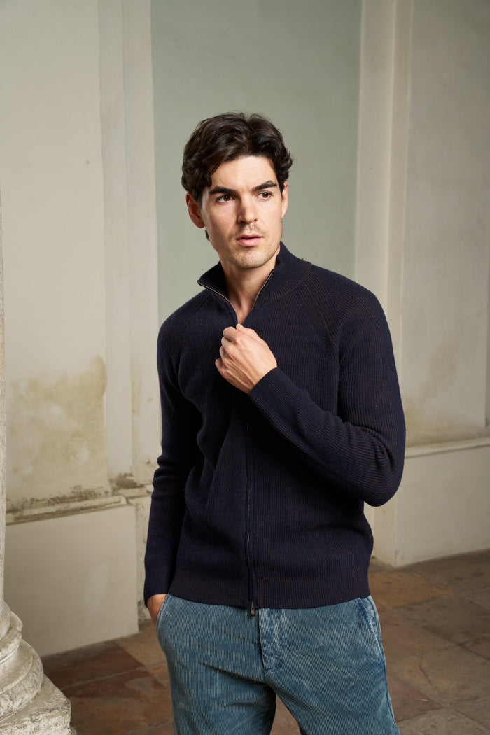 Maglia a coste con zip 100% lana Masq | M11 Shop