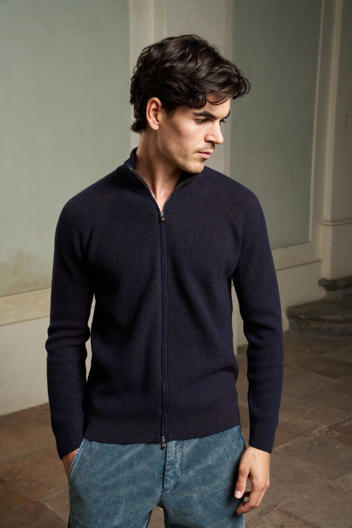 Maglia a coste con zip 100% lana Masq | M11 Shop