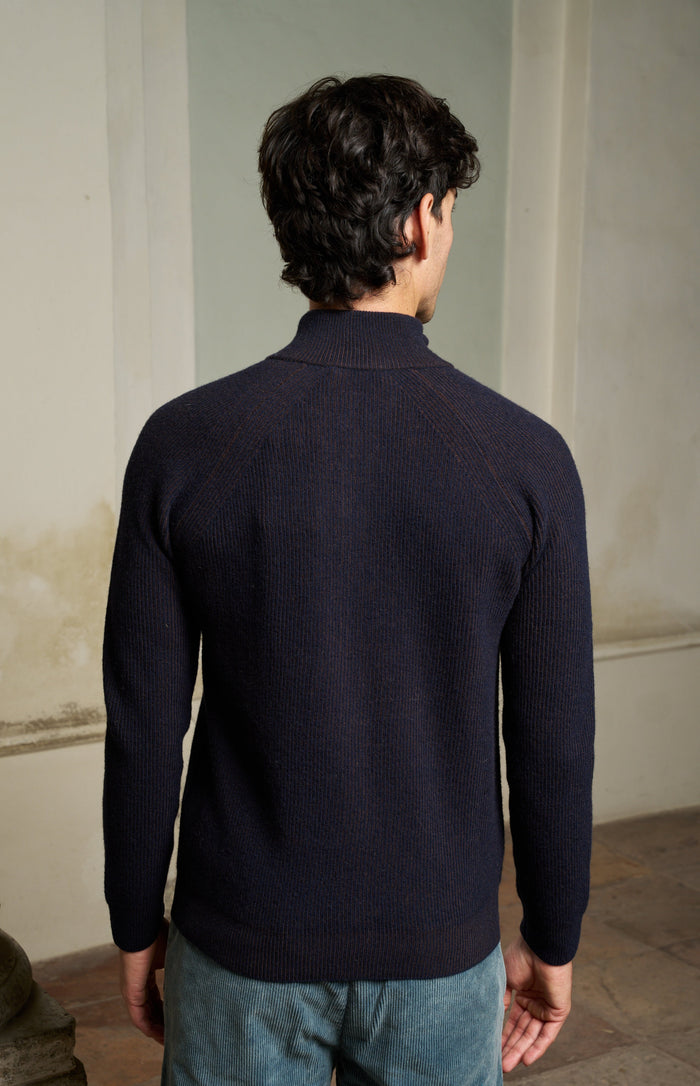 Maglia a coste con zip 100% lana Masq | M11 Shop