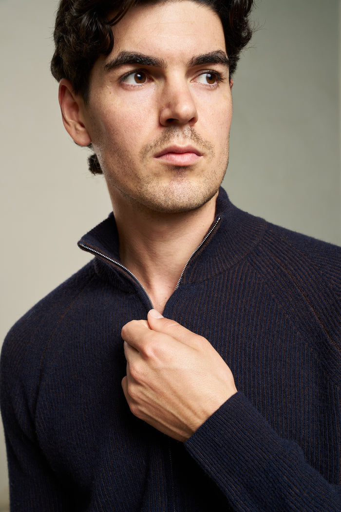 Maglia a coste con zip 100% lana Masq | M11 Shop