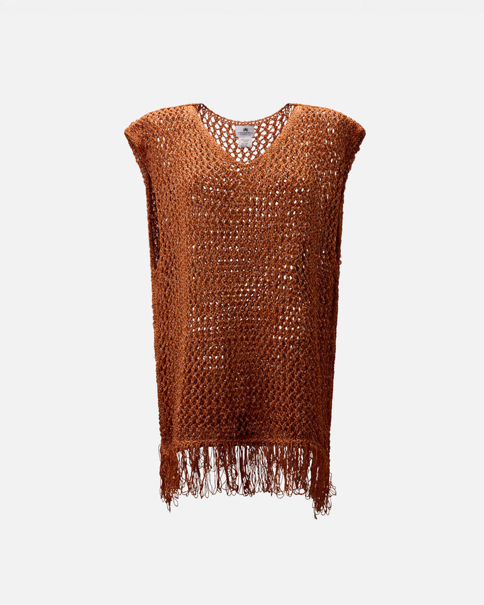 Poncho crochet con frange e lurex Cuoieria Fiorentina | M11 Shop