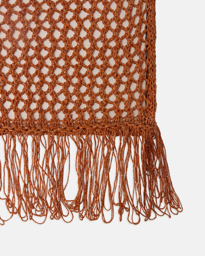 Poncho crochet con frange e lurex Cuoieria Fiorentina | M11 Shop