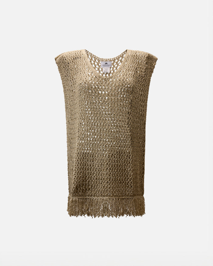 Poncho crochet con frange e lurex Cuoieria Fiorentina - New in | M11 Shop
