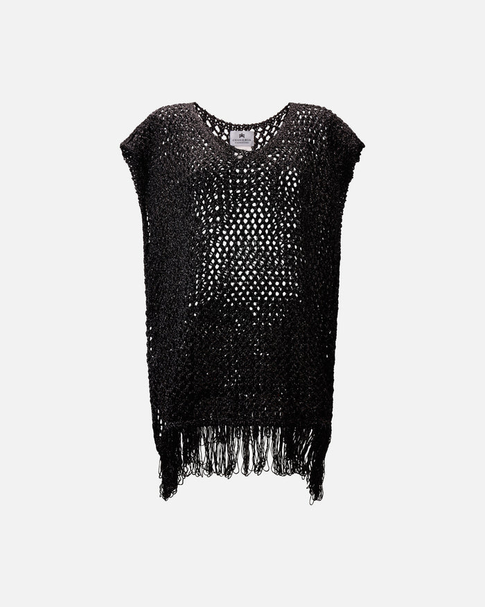 Poncho crochet con frange e lurex Cuoieria Fiorentina - New in | M11 Shop