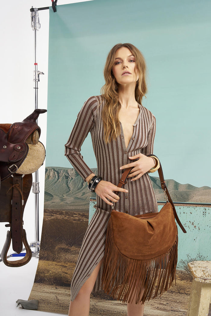 Emma maxi folk con frange scamosciata Cuoieria Fiorentina | M11 Shop