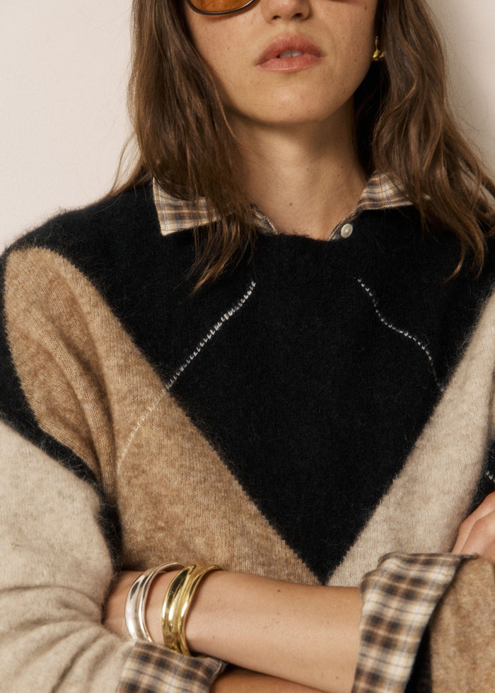 Maglione da donna in mohair jacquard Marthy Hartford | M11 Shop