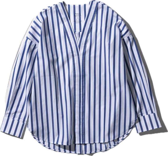 Camicia con collo a V a righe in cotone Puebco - Camicie | M11 Shop