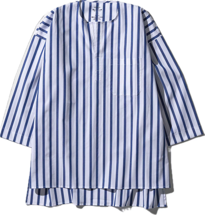 Camicia girocollo a righe in cotone Puebco | M11 Shop