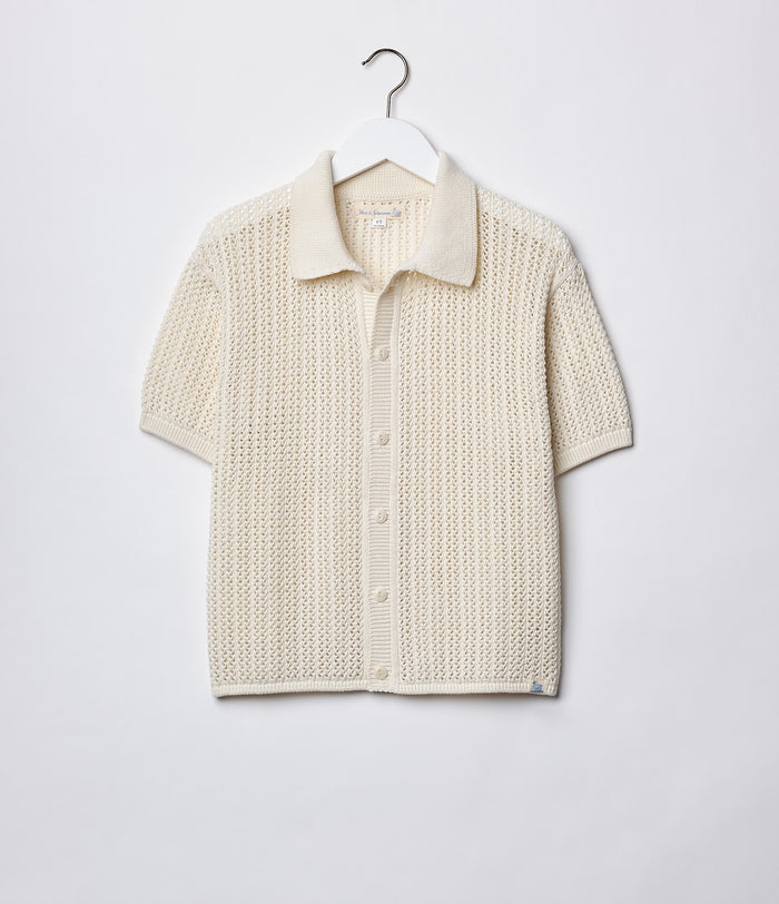 Merz b. short-sleeved knitted shirt Schwanen | M11 Shop