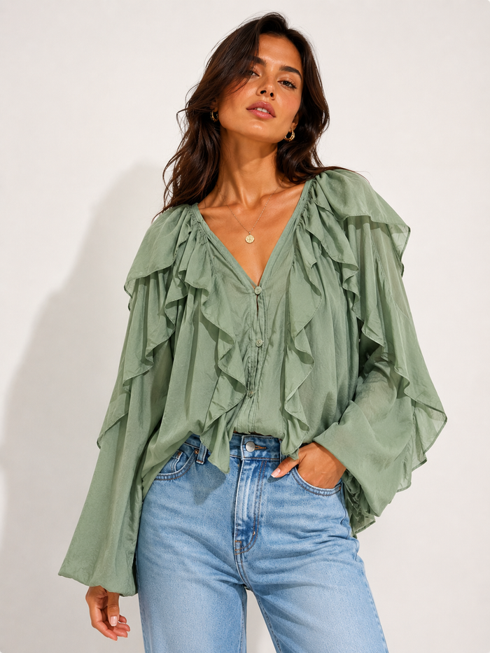 Camicia in cotone con volant Colorine | M11 Shop