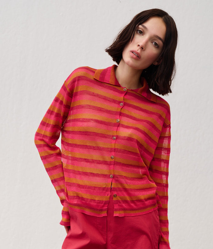 Cardigan maniche lunge a righe Floor - M11 Shop