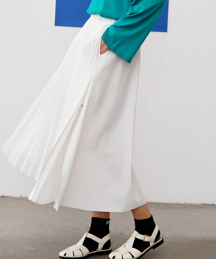 Wide skirt with pleats on the front Floor | M11 Shop