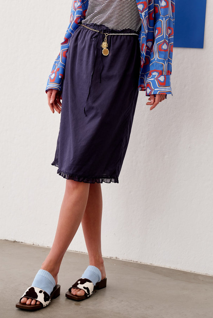 Gonna dritta in mussola con rouche Floor - Gonne Donna | M11 Shop