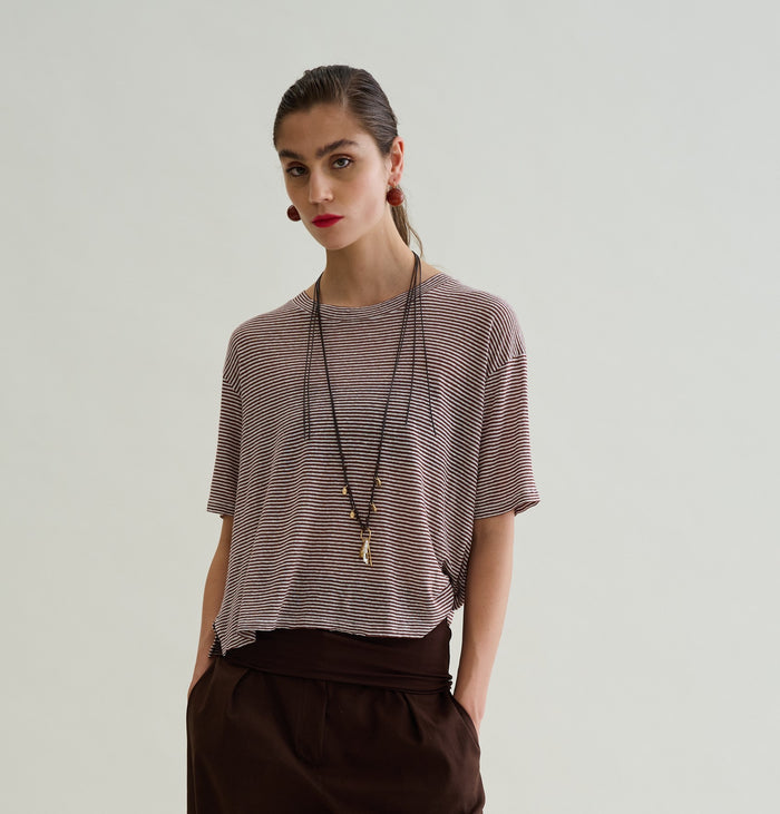 Floor Striped Short-Sleeved T-Shirt - Women's Knitwear | M11 Shop