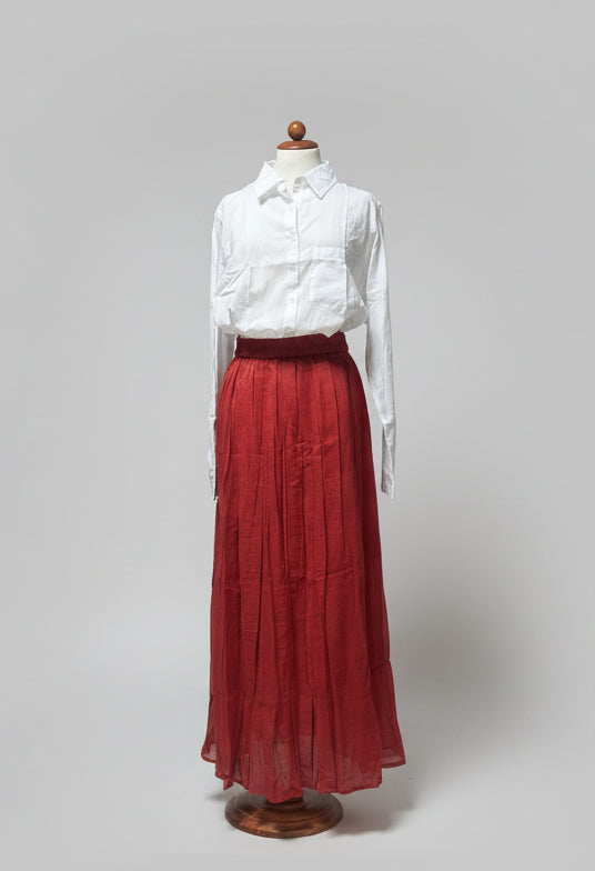 Long cotton voile skirt with Palm tree print | M11 Shop